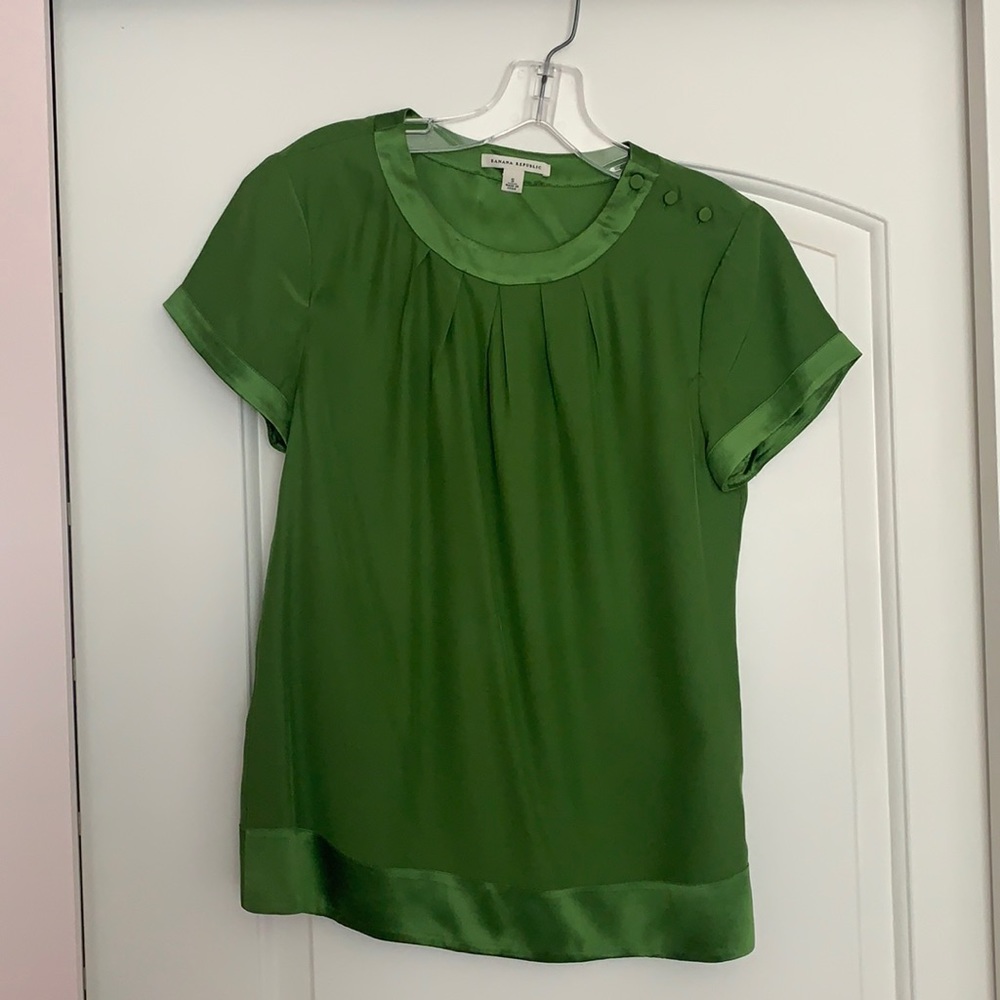 Green silk top